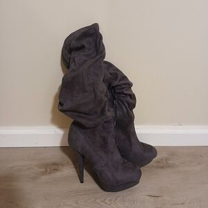 Women's Suede Slouch Boots - Gray